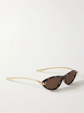 Bottega Veneta New Knot cat-eye tortoiseshell acetate and gold-tone sunglasses